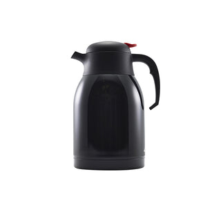 Black Stainless Steel Vacuum Push Button Jug – Gloss Finish 2L 14×25cm