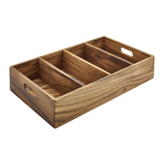Wooden Cutlery Organizer Tray with Handles