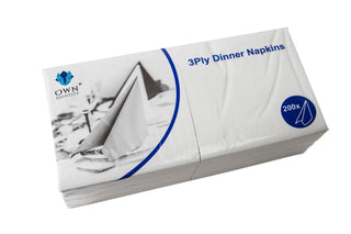 Pack Of 1000 White 3ply 4 Fold Dinner Napkins 40cm x 40cm