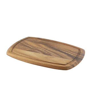 Acacia Wood Serving Board Wooden Serving Platter 36x25.5cm Reversible Board with 1 Ramekin Recess for Food Presentation
