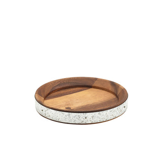 Acacia Wood Zinc Banded Serving Board | Round Wooden Display Board – 17cm / 24cm
