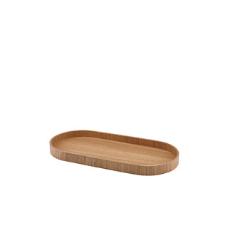 Ash Wood Oval Veneer Tray 23cm/35cm Black/Light Wood Tone Set of 1 Stylish Serving Trays